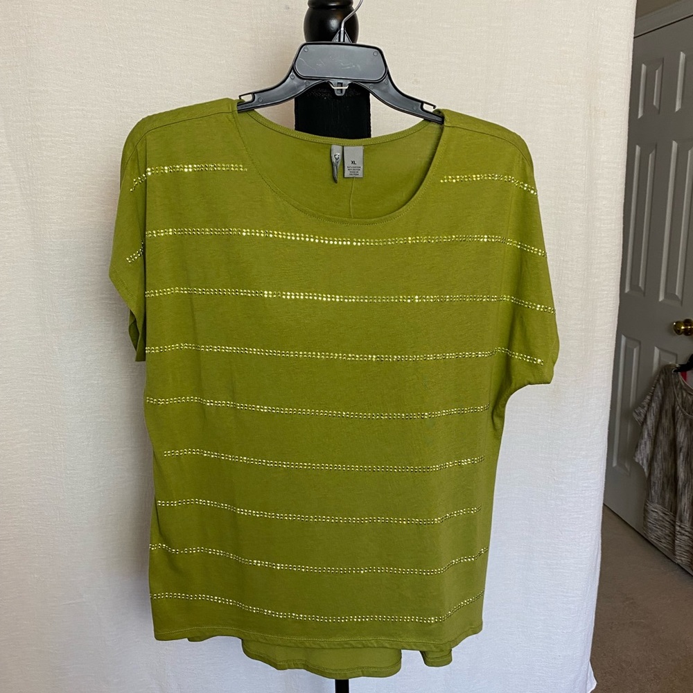 NWT olive green top with embellishment